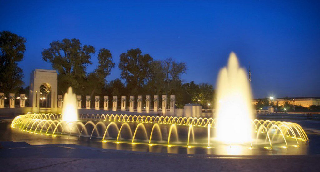 World War II Memorial at night