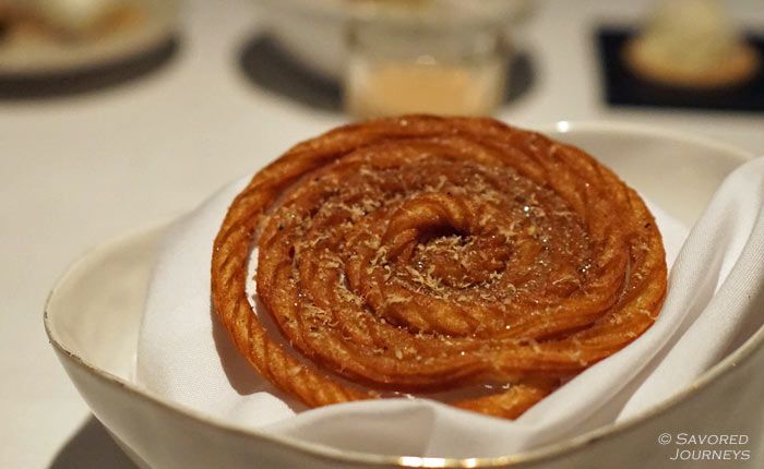 Crispy deep fried churros with cinnamon and sugar.