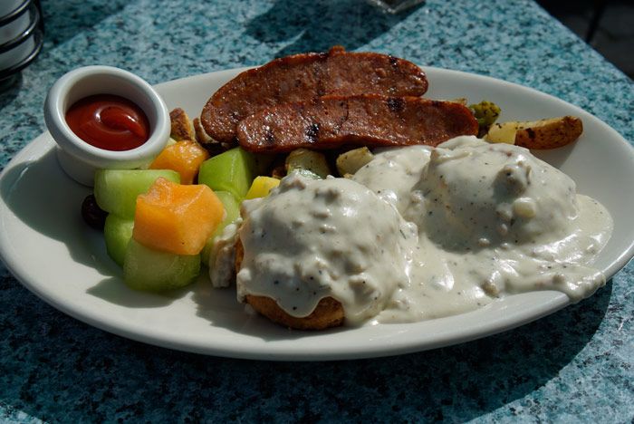United States Travel Guide 25 Biscuits & Gravy brunch plate at Bardenay
