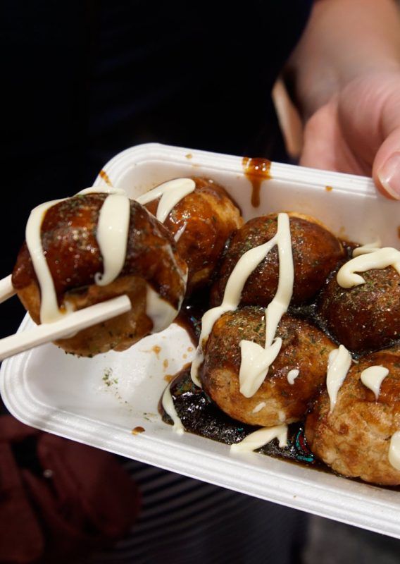 Takoyaki is one of the most-sold items in Dotonbori - they are little balls of dough with a piece of octopus inside.