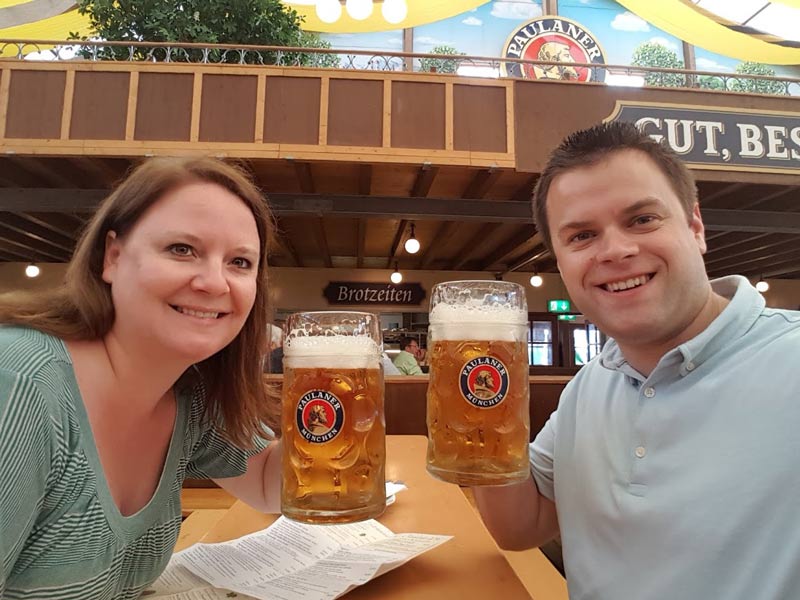 Oktoberfest Paulaner tent beer drinking