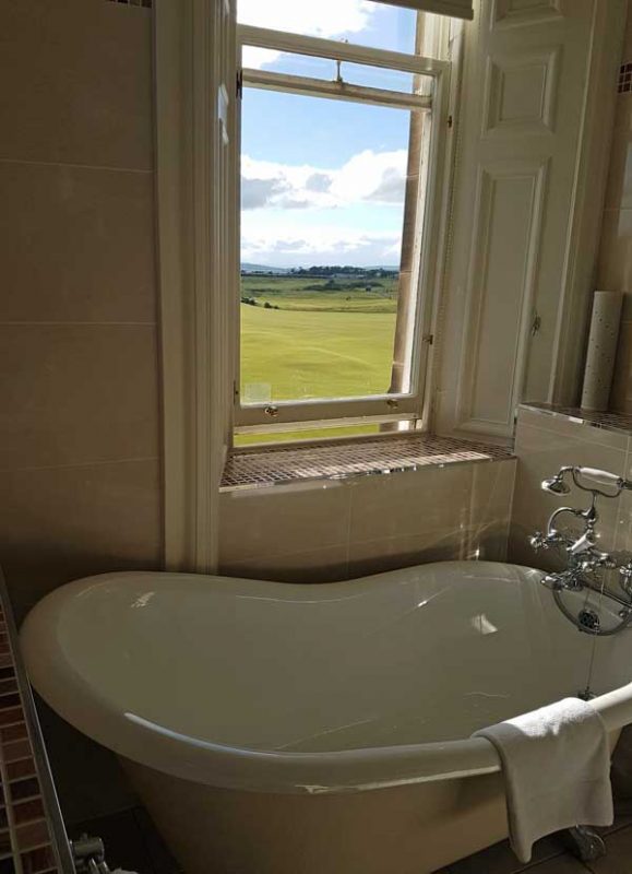 5 Outstanding Accommodations in East Scotland for Your Next Roadtrip 12 The bath with a view at Macdonald Rusacks