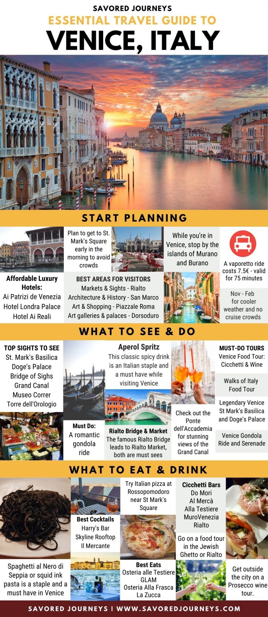 Essential Travel Guide to Venice, Italy [Infographic] Savored Journeys