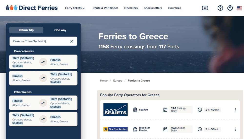 Greek Island Ferries: How to Take the Athens to Santorini Ferry 7 direct ferries screenshot