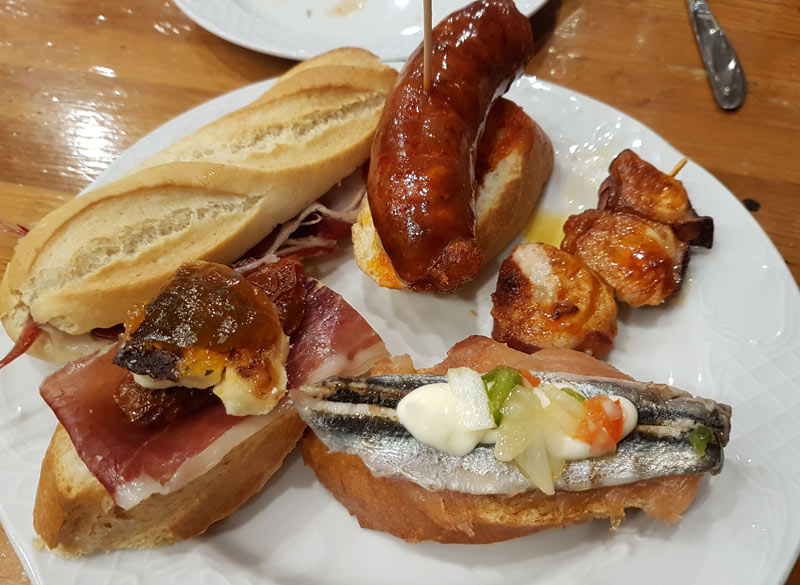 a plate of pintxos