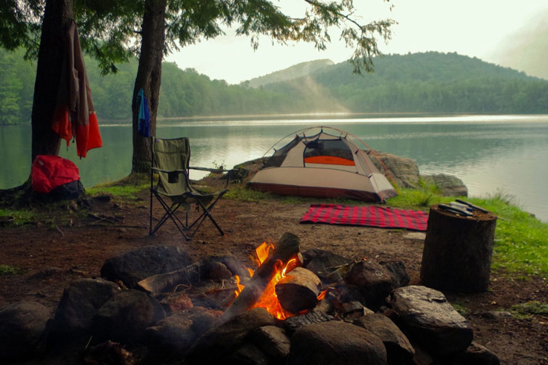 camping tent on the lake