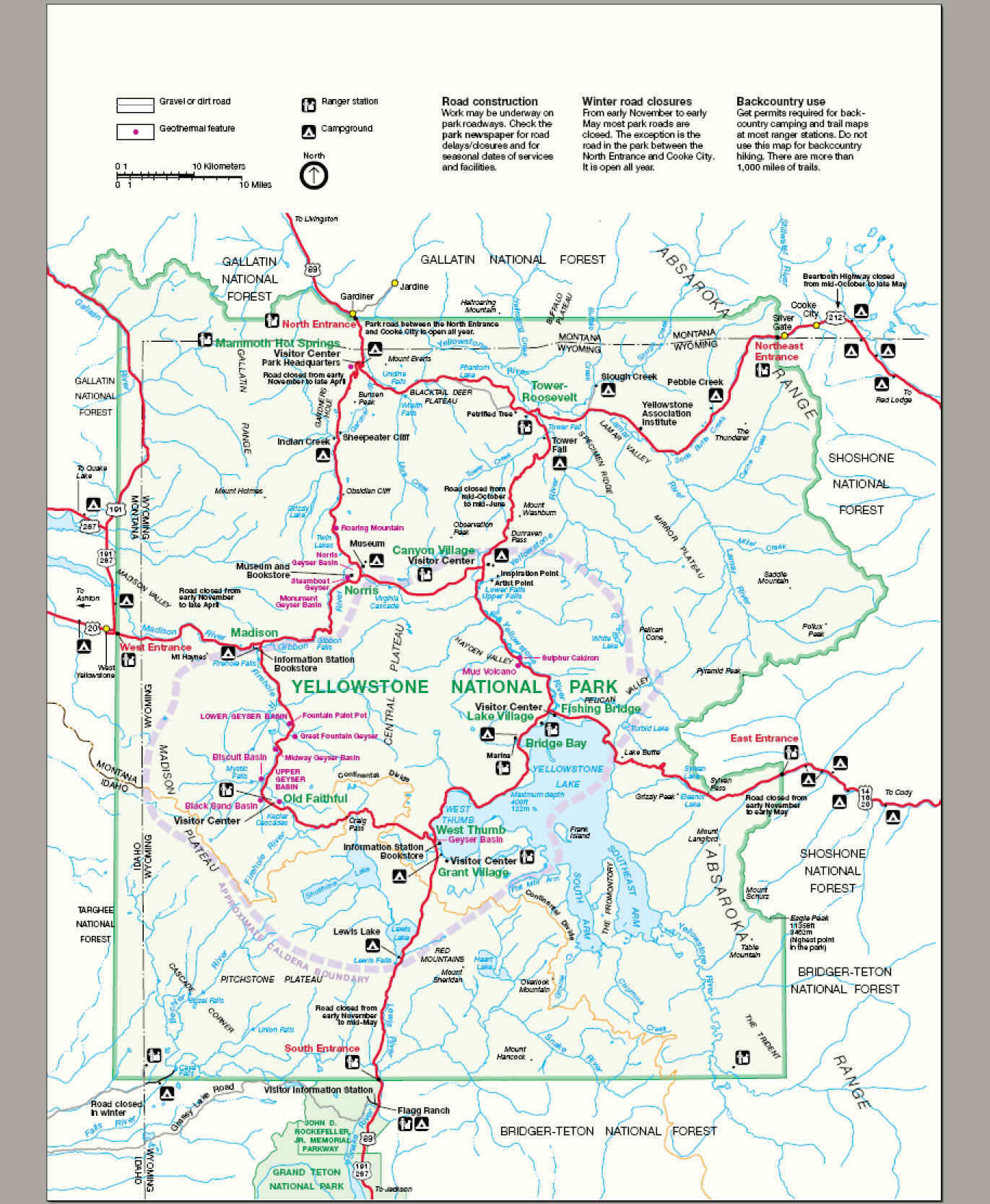 tourist map yellowstone