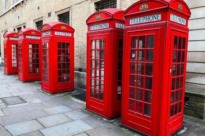 Red telephone booths in Covent Garden