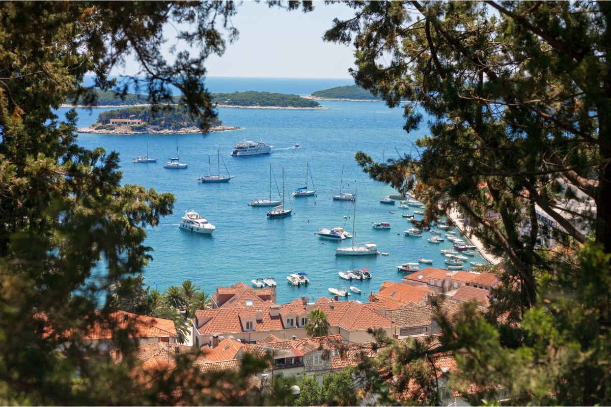 Hvar, looking out at boats on the water