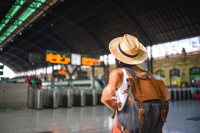girl at a train station