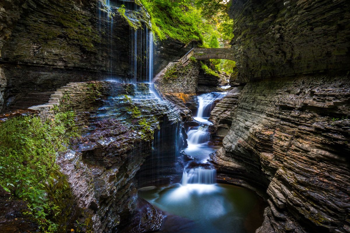 Waterfall at Watkins Glen State Park, places to visit in upstate New York