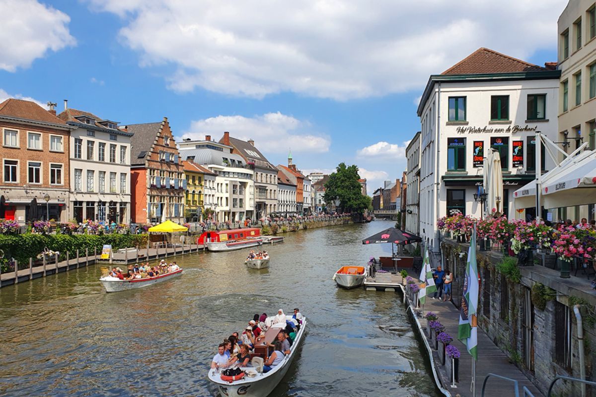 Ghent canal with tour boats