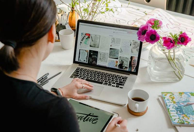 woman on computer