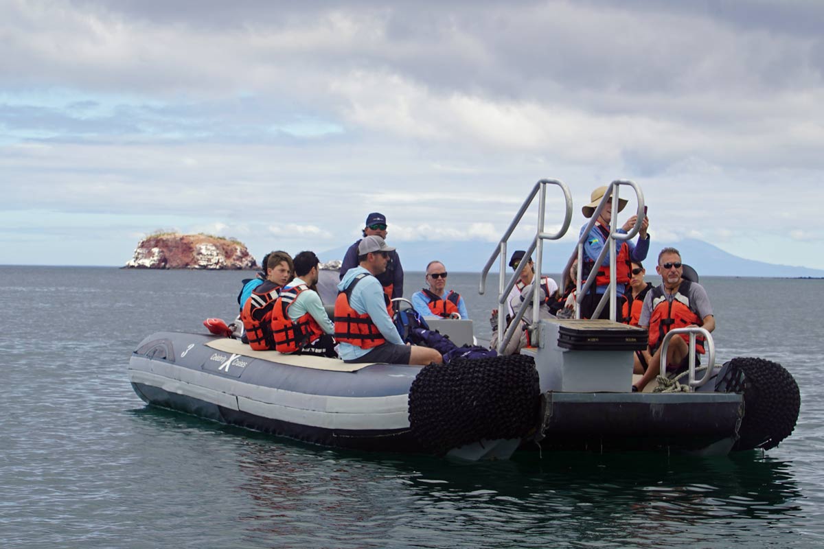 Visiting the Galapagos Islands Aboard Celebrity Flora 13 tender with passengers